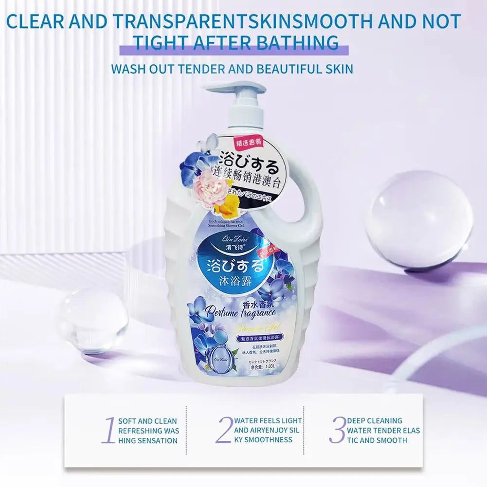 1L Shower Gel Perfume Fragrance Long-lasting Scent, Moisturizing & Hydrating Care Skin Bath Wash Body Cleanser Body Wash