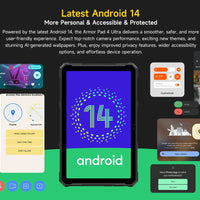 5G Rugged Tablet Ulefone Armor Pad 4 Ultra IP68/IP69K LED Light 11800mAh Battery,fast charging 16GB+256GB 50MP