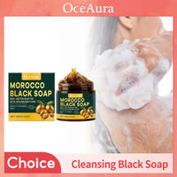 100g Moroccan Black Soap Acne Removal Deep Cleaning Exfoliating Reduce Dark Spots Pimple Revitalizing Smooth Skin Body Wash Soap