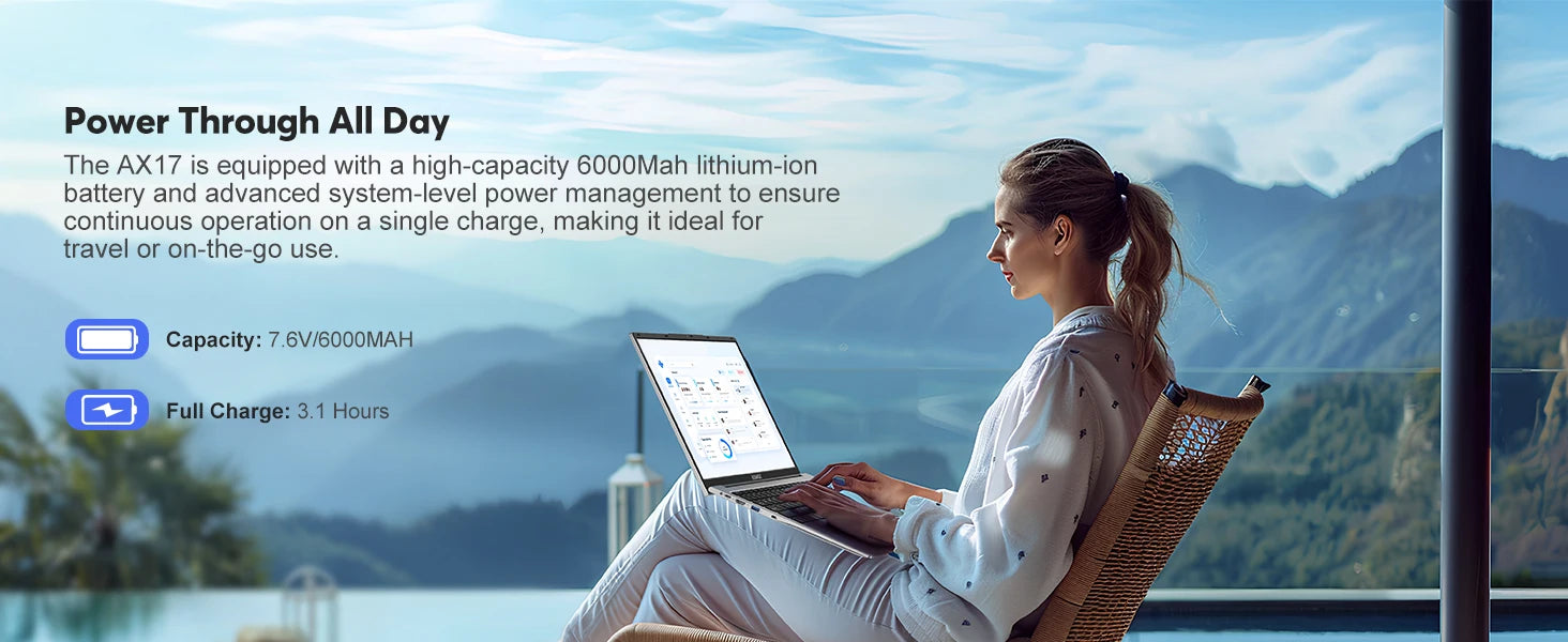 ACEMAGIC 17.3inch Laptop with High Performance Quad Core-12th Alder Lake N97 Laptop Computer Spacious Storage 16GB RAM 512GB ROM