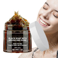 1pcs Black Beldi Soap With Argan And Rose 200g Morocco Black Beldi Soap Moisturizing Body Remove Acne Skin Care