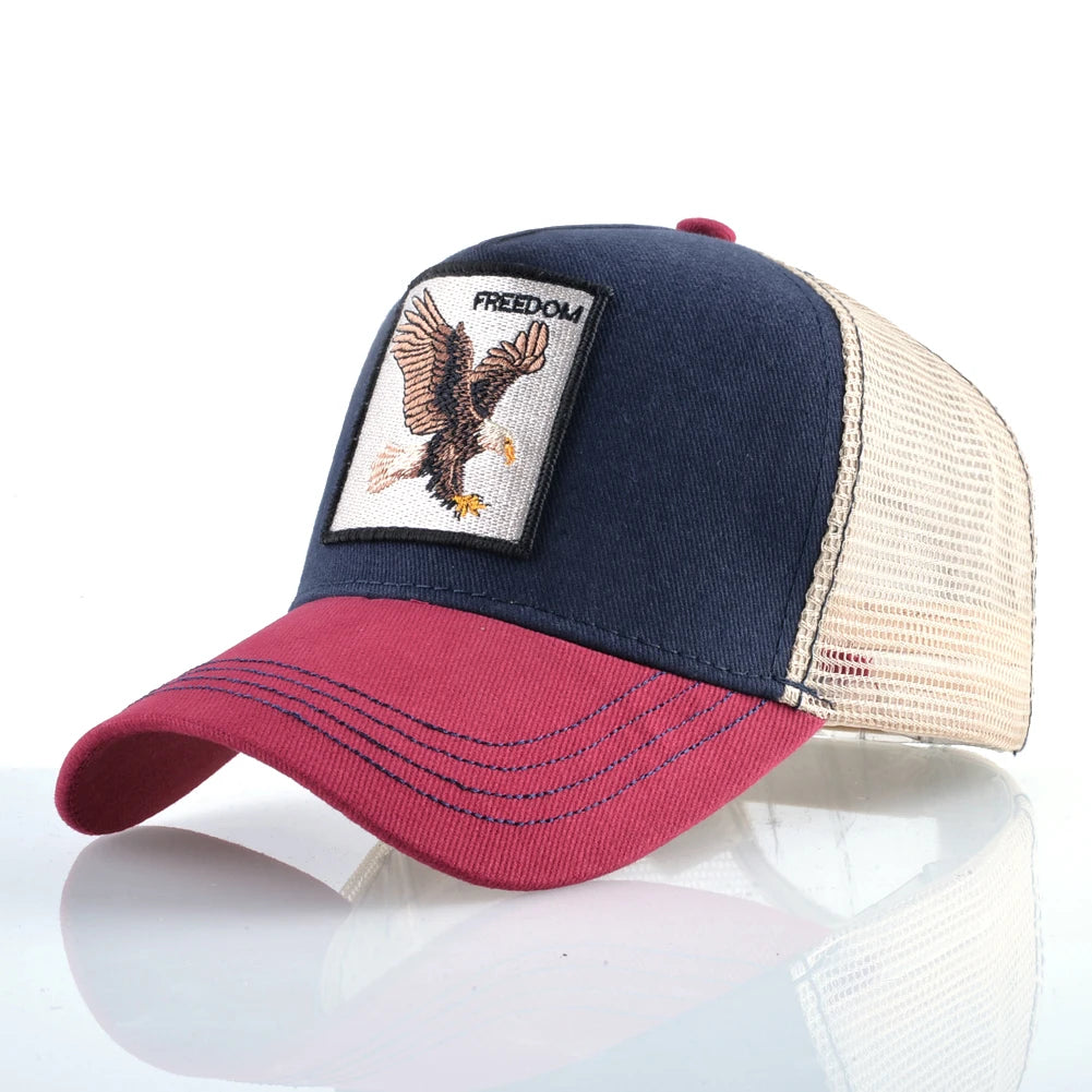 Fashion Trucker Caps With Embroidery Animals Patch Four Seasons Snapback Baseball Cap For Men Women Adjustable Visor Hat