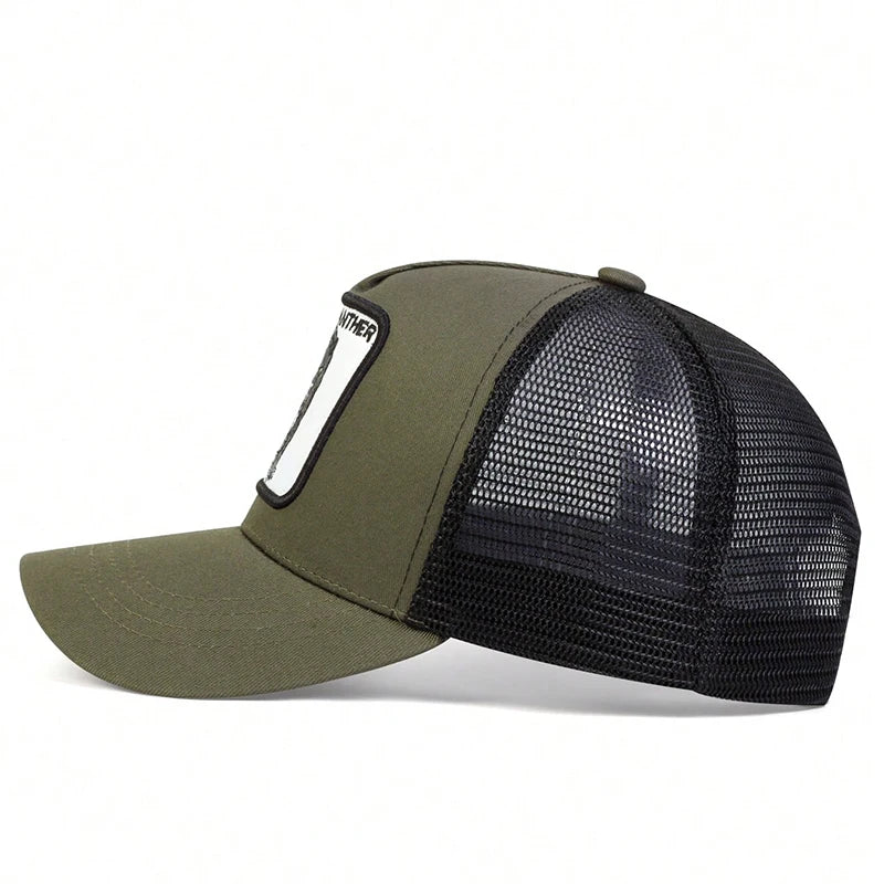 Unisex Leopard Embroidery Baseball Net Caps Spring and Summer Outdoor Adjustable Casual Hats Sunscreen Hat