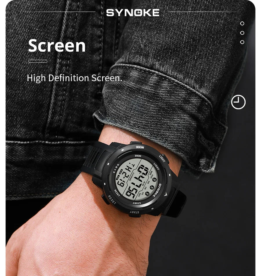 Upgrade Movement Digital Watches For Men Waterproof 50M SYNOKE 9813 Sports Watch Men Big screen Easy to Read reloj hombre