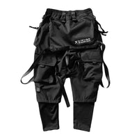 2023 Multi Pockets Tactical Hip Hop Cargo Pants Men High Street Casual Punk Techwear Harem Pants Webbing Buckle Elastic Waist