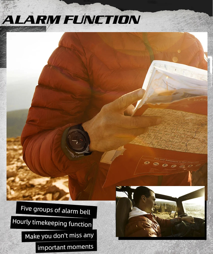 NORTH EDGE Mars3 Men's Military Watch Digital Carbon Fiber Case For Man Waterproof 50M Sports Watches World Time