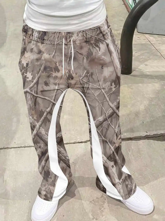 Y2k Flared Pants Men Loose 3D Print Trousers Casual Sweatpants Mid Waist Sporty Female Clothes Streetwear Hip Hop Vintage Pants