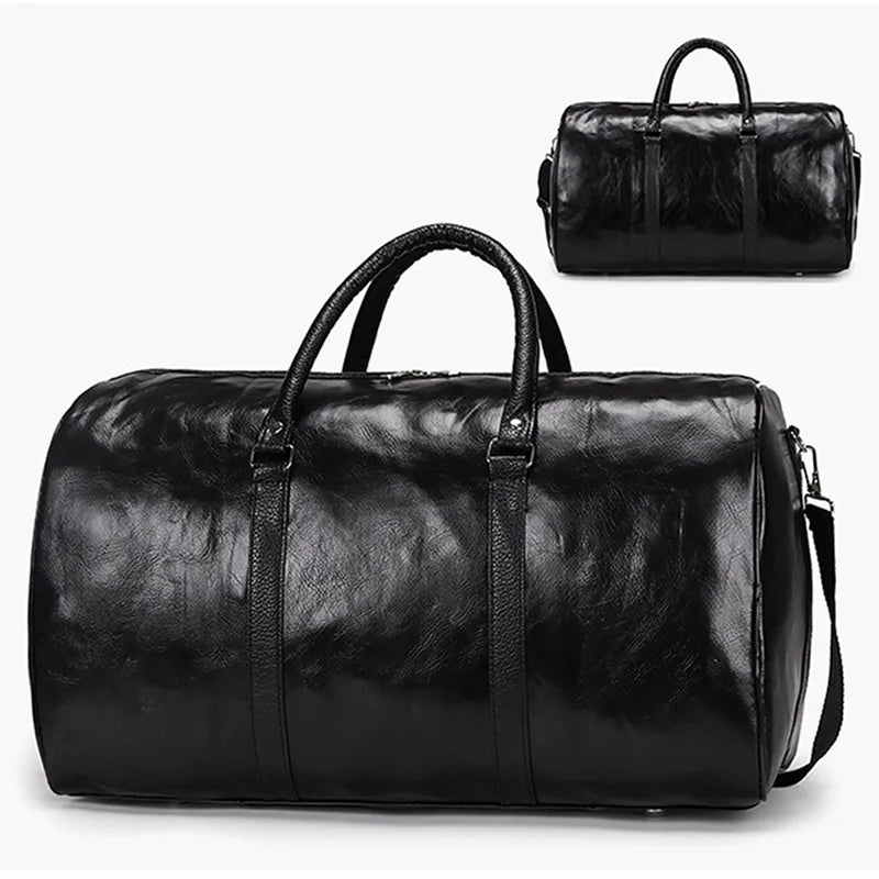 Unisex Large Capacity Waterproof Luggage Bag Portable Sport Weekend Bags Business Duffle Bag Soft Leather Travel Bag Suitcase