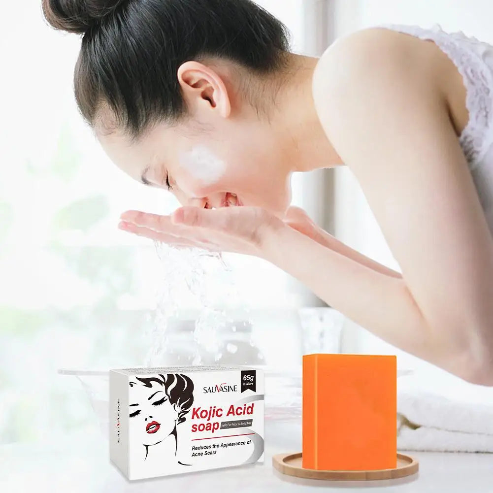 1/2PCs Kojic Acid Soap Body Facial Deep Cleaning Acne Blackhead Dark Spot Remover Soap Bars Oil Control Skin Brightening Soap