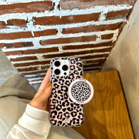 3D Luxury Leopard For Magsafe Grip Tok Phone Case for IPhone 17 16 15 13 Pro Max Wireless Charge Magnetic Stand Holder Cover