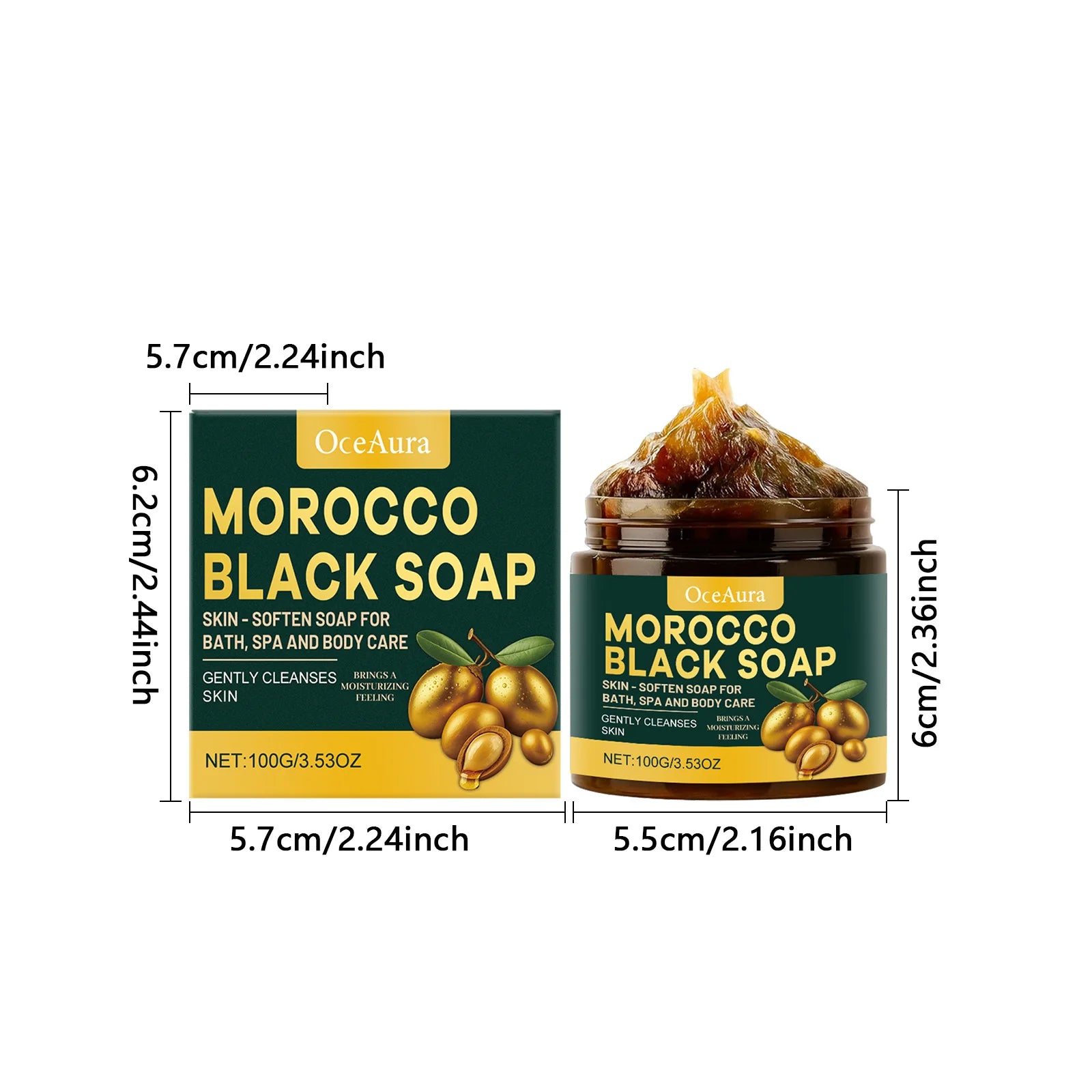 100g Moroccan Black Soap Acne Removal Deep Cleaning Exfoliating Reduce Dark Spots Pimple Revitalizing Smooth Skin Body Wash Soap