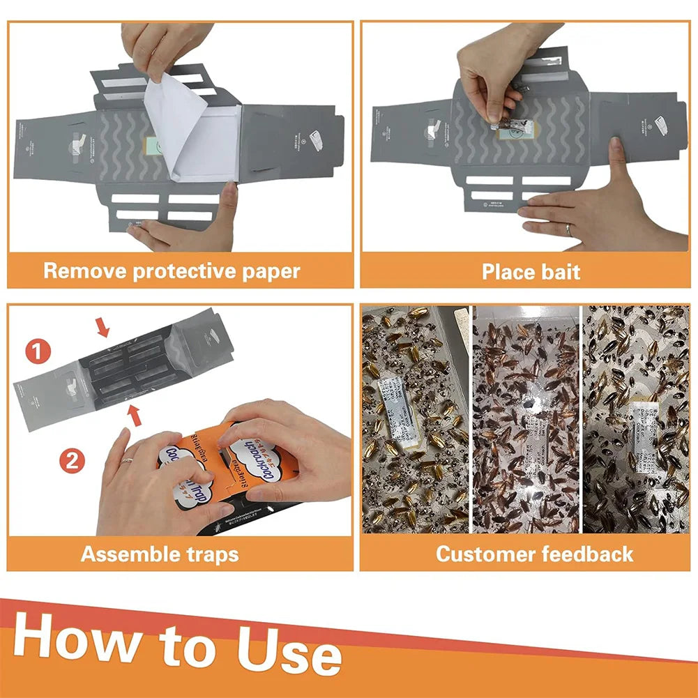 10 Pack Roach Baited Glue Traps Indoor Infestation Traps Glue Cockroach Killer Infestation Indoor Home Pest Bug Insect Control