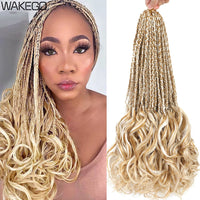 14 18 24 Inch French Curl Box Braids Crochet Hair Ombre Brown to Blonde Prelooped Synthetic French Curls Braiding Hair for Women