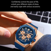 POEDAGAR Business Watch For Men Waterproof Luminous Chronograph Date Man Wristwatch Silicone Strap Quartz Men's Watches Male+Box