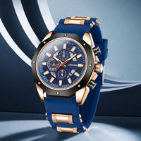 Fashionable And Popular Men'S Business Silicone Sports Watch, High-End Automatic Calendar Large Dial Quartz Wristwatch for Men.