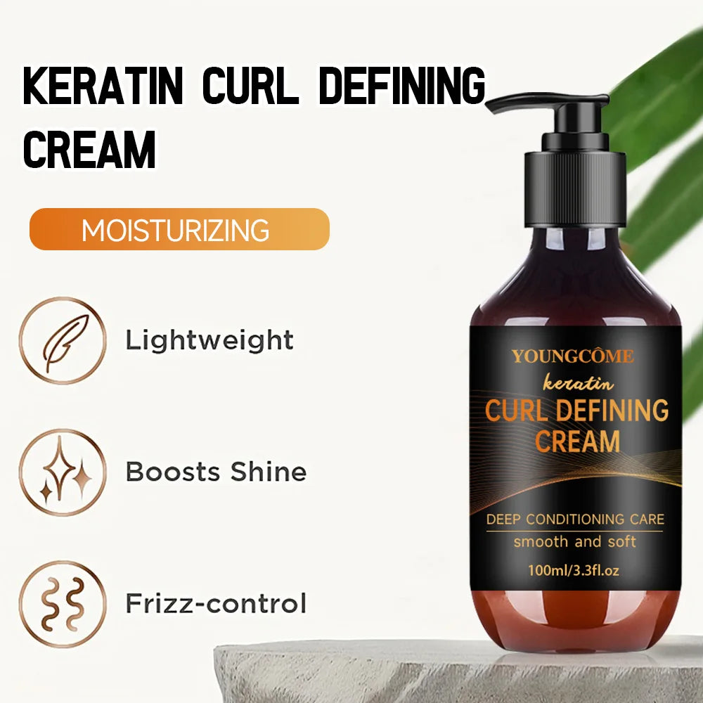 Keratin Curl Defining Cream 5 Seconds Repair Hair Soft Smooth Shiny Deep Moisturize Conditioner for Dry Damaged Hair All Hair