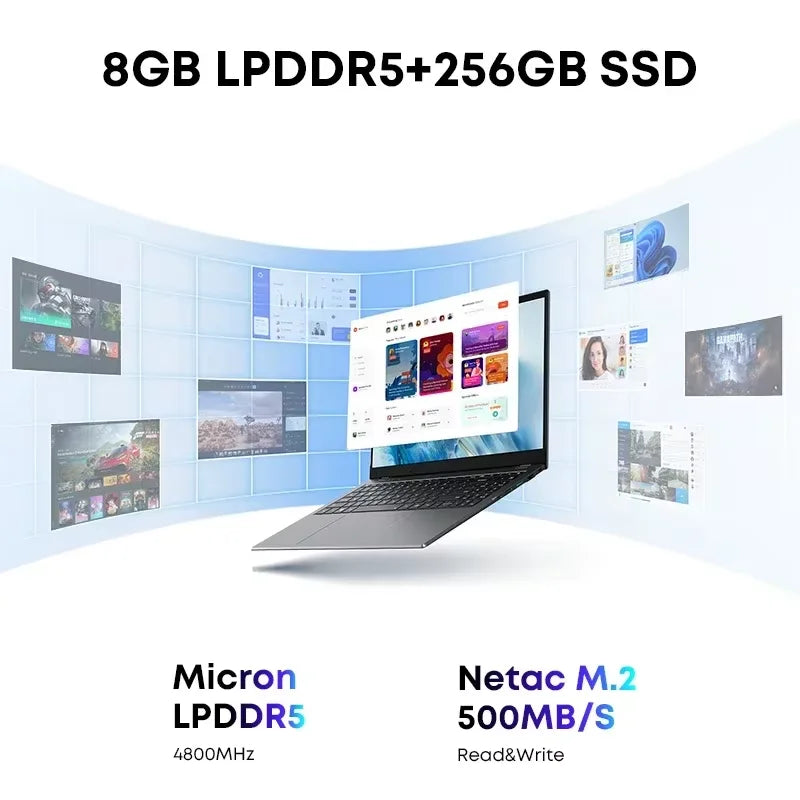 CHUWI GemiBook Plus Laptop Intel N150/N100 15.6 Inch 1920*1080 FHD Screen 16GB LPDDR5 512GB SSD Windows 11 WIFI 6 M.2 Up To 1T