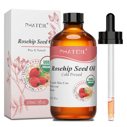 PHATOIL 118ML Rosehip Seed Oil For Moisturizing Skin & Nails Organic Cold Pressed Jojoba Oil Pure Natural Carrier Oils