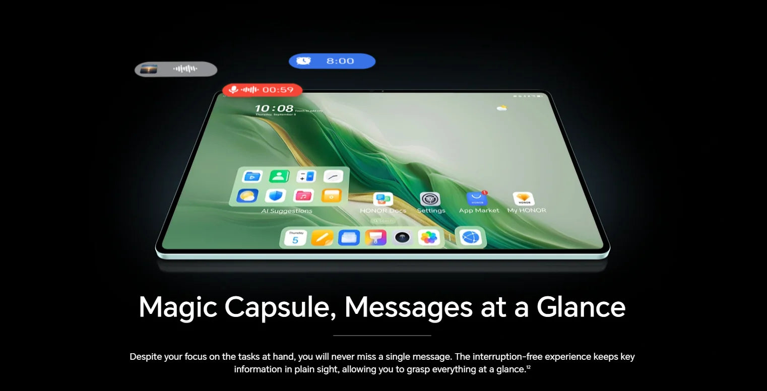 Global Version HONOR MagicPad 2 tablet android 12.3" OLED Screen  Snapdragon 8s Gen 3 CPU 13MP Rear Camera 10050mAh Battery