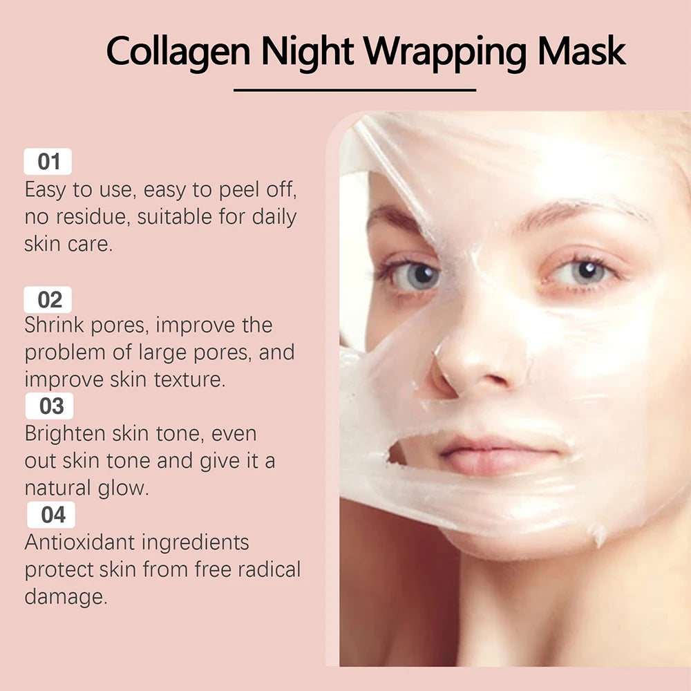 2pcs Collagen Overnight Facial Mask Deep Pore Cleansing Peel off Oil Control Turmeric Night Face Mask for Skin Care