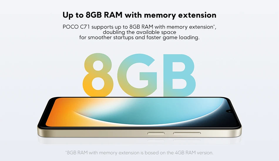 POCO C71 Global Version UNISOC T7250 processor 32MP AI dual camera Immersive 6.88” display 15W fast charging AI face unlock