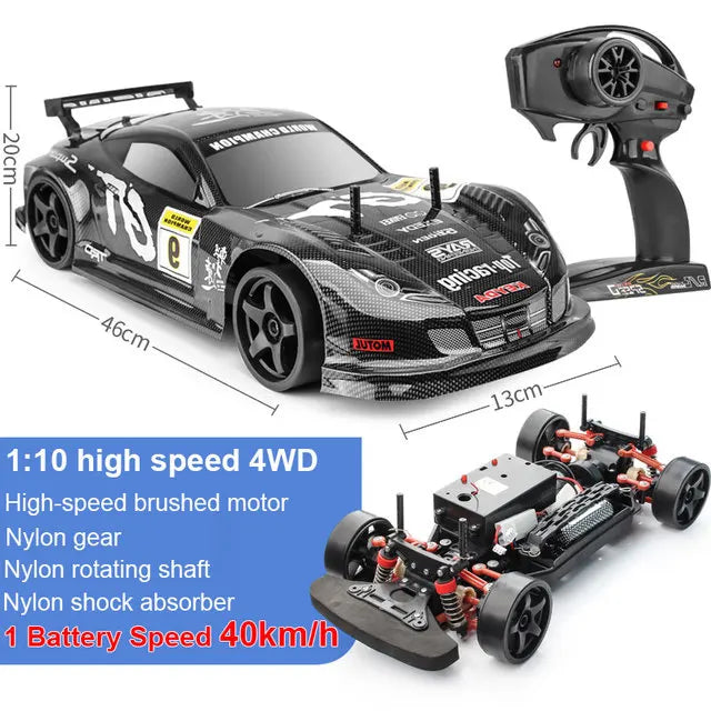 1:10 70km/H Remote Control Car 4wd High Speed Drift 2.4g Rc Car Shock Absorber Anti-Collision Rc Toys Christmas Gift