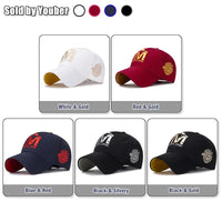 M letter Wolf Totem Embroidery Cotton Adjustable Hard Top Baseball Cap Sun Hat Trucker Caps Dad Hats