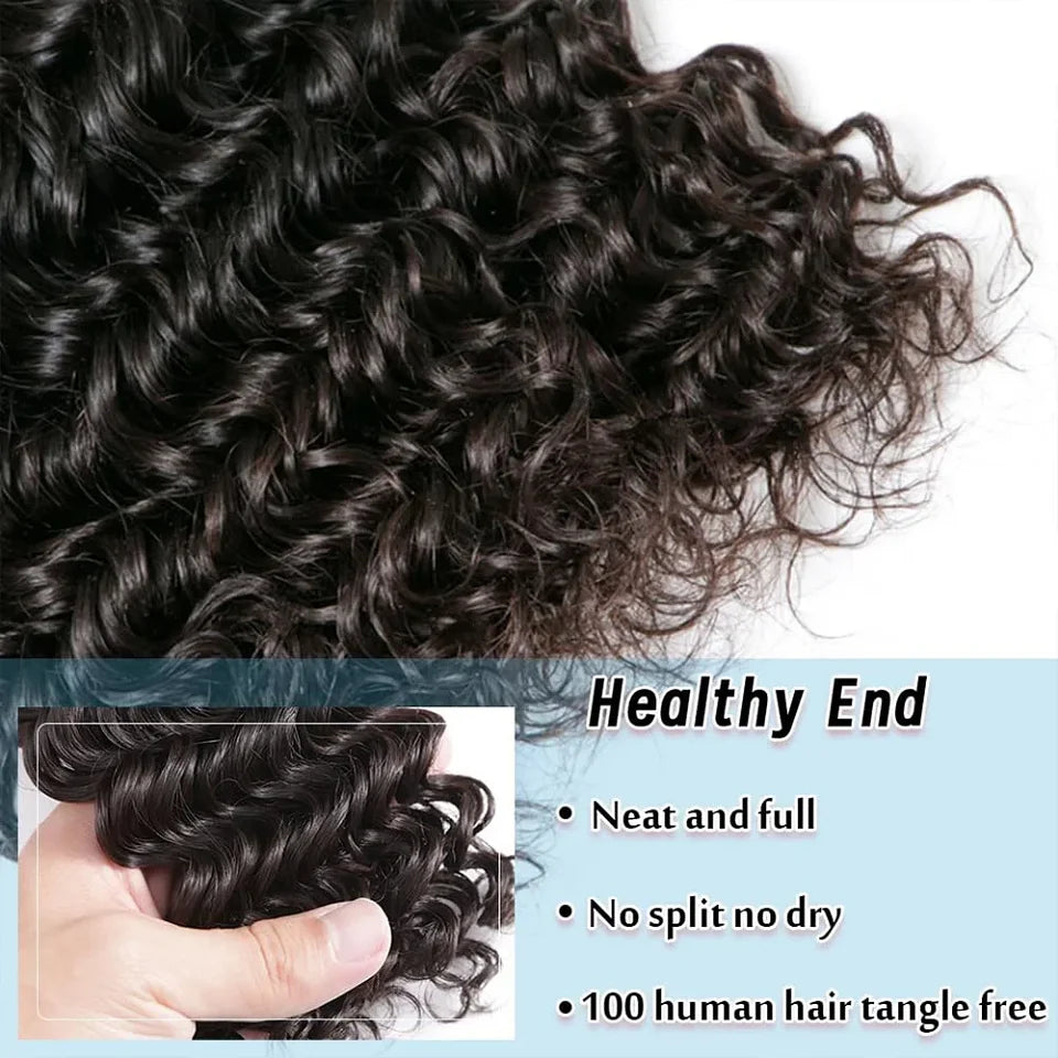 28 30 38 40Inch Deep Wave Curly Human Hair Bundles Long Virgin Curly Hair Malaysian Human Hair Extension Double Weft Wholesale