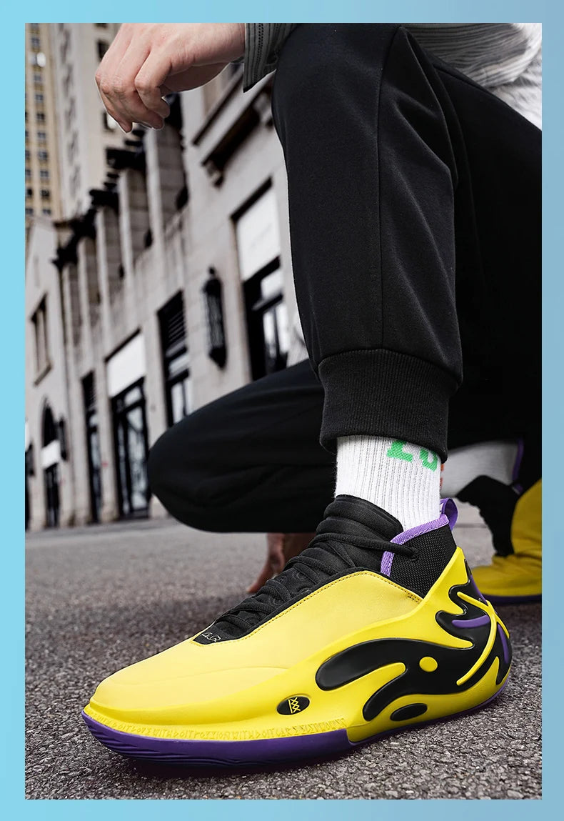 High-quality Men Basketball Shoes for Women Leather Basketball Sneakers Men Outdoor Rubber Anti Slip Sports Training Shoes Male