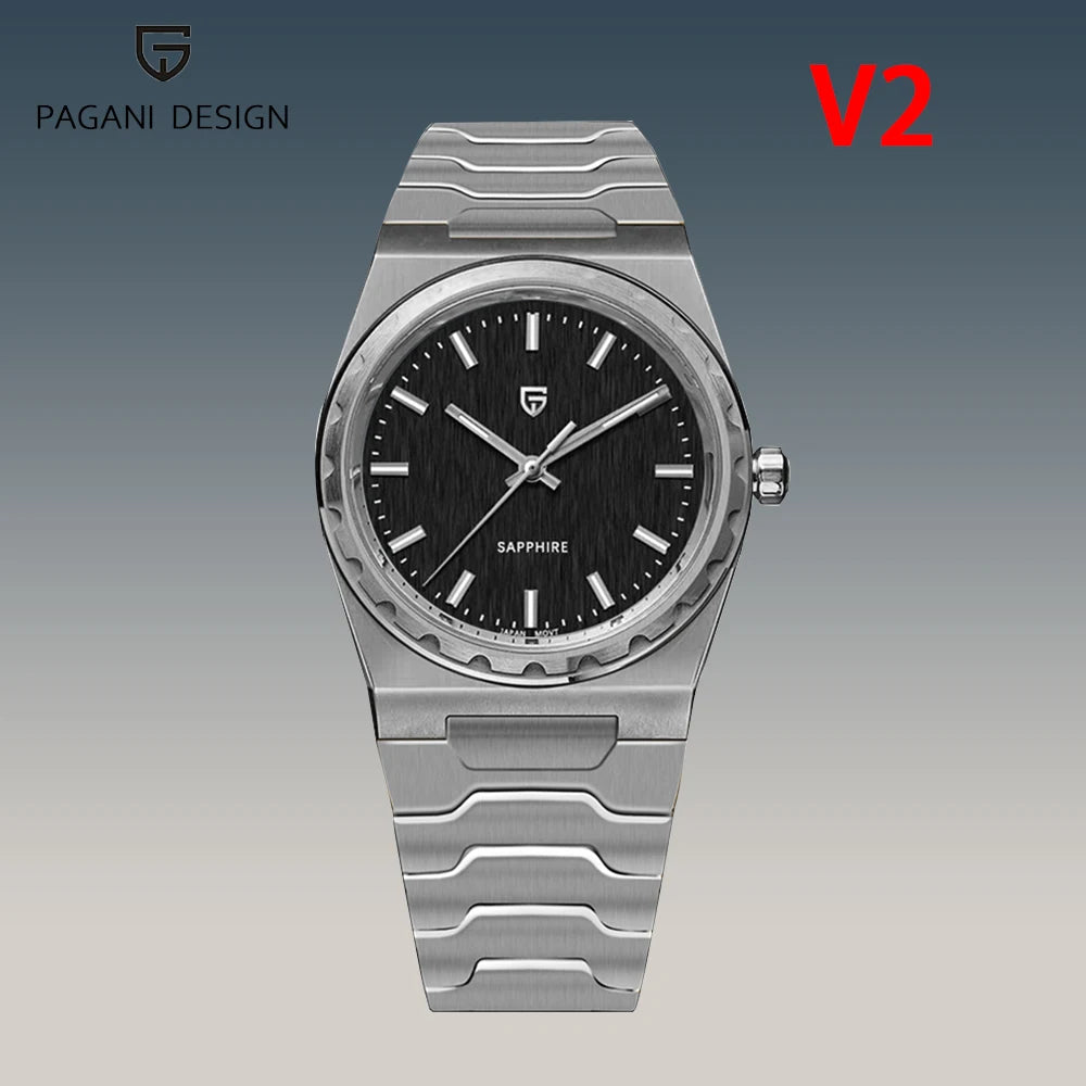 PAGANI DESIGN 2025 New Thin 7mm Fashion Men Quartz Watch V2 Stainless Steel Sapphire 10Bar Waterproof  C3 reloj hombre