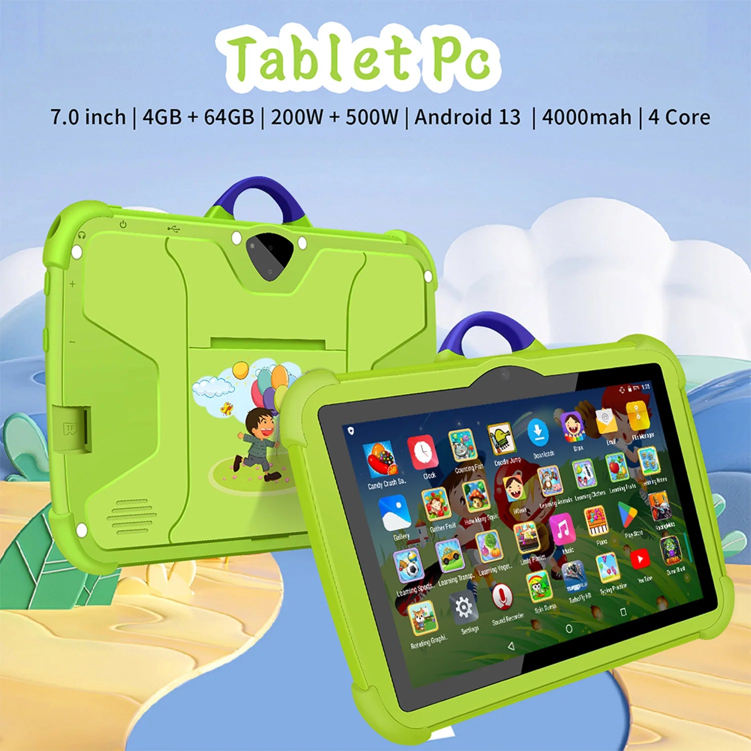New Google Kids Tablets 7 Inch 5G WiFi Tablet Pc Quad Core 4GB RAM 64GB ROM Cheap for Children Gift Educational Learning 4000mAh