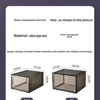 Transparent shoe box, hard box, magnetic storage, acrylic doll bag, hand-held storage box rack, front side opening shoe cabinet