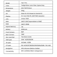 Blackview Tab 7 pro Tablet 10.1'' FHD Display GPS 6GB 128GB 4G 13MP Camera 6580mAh  Unisoc T606 Android 12 Tablets Pad PC