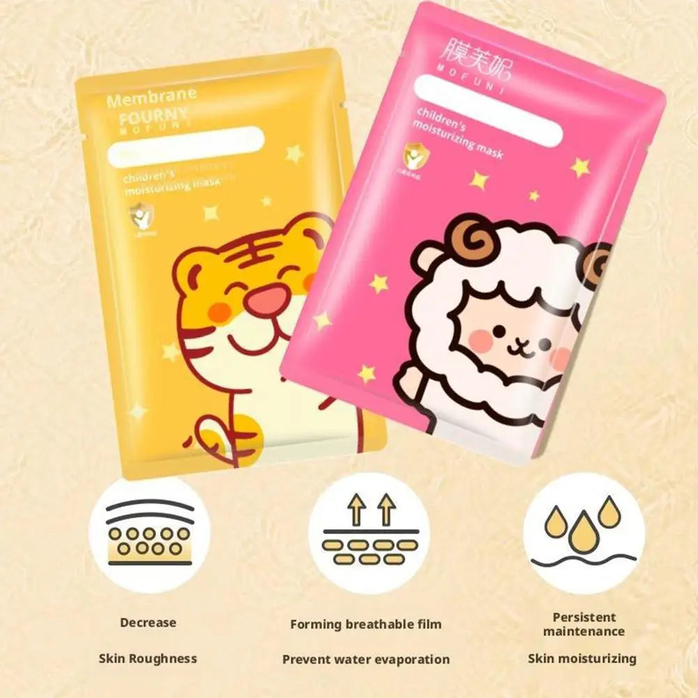 1/5pcs Cartoon Facial Mask For Children Deep Hydrating Sheet Mask Moisturizing Skincare Tiger Rabbit Face Mask Skin Care