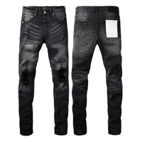 2025 Jeans Man's High Street Blue Ripped Distressed Skinny Jeans Low Rise Denim Trousers Fashion Repair Pants 9003