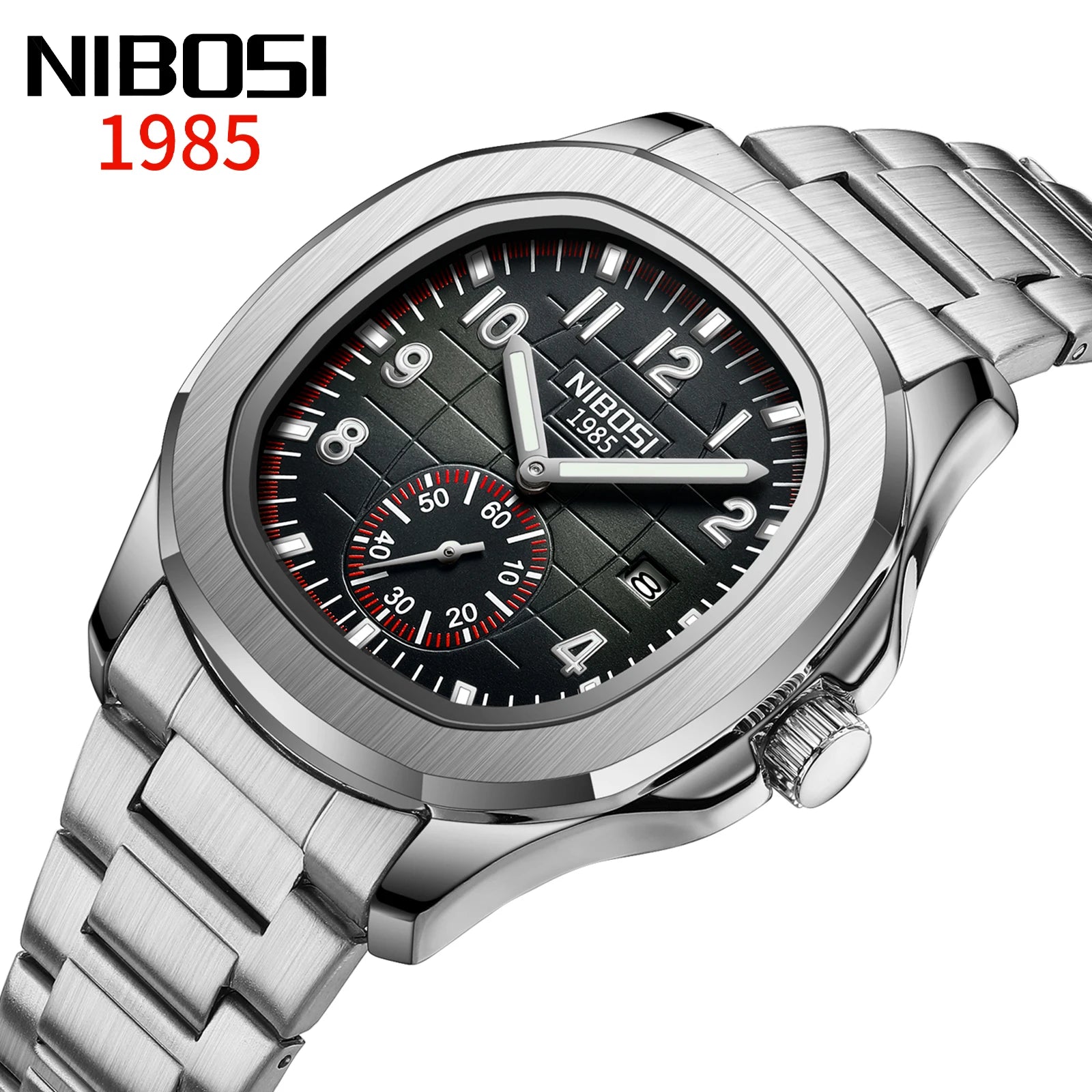 NIBOSI Brand Luxury Mens Watch Waterproof Luminous Digital Design Quartz Watch Casual Belt Date Watches For Men reloj hombre