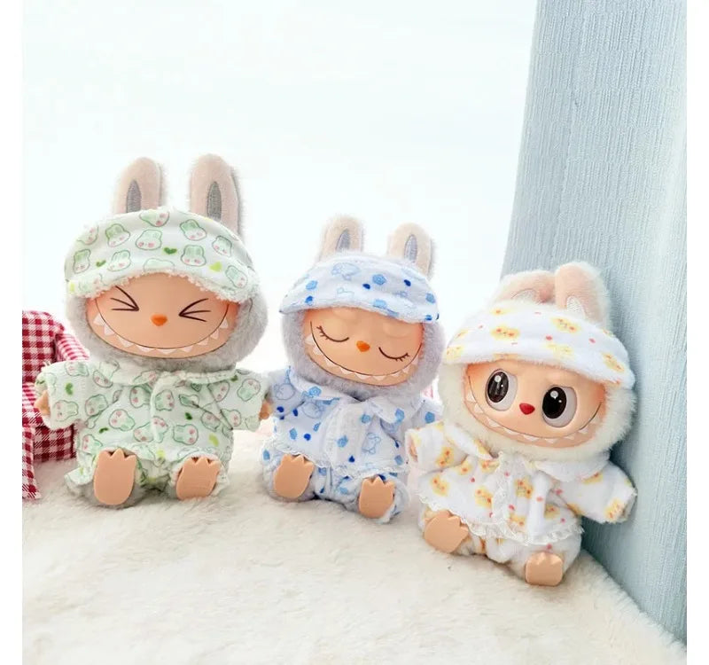 15cm/17cm Labubu I II Dolls Clothes Cute Eye Mask Pajamas Three Piece Set Accessories Clothing Plush Doll'S Clothes
