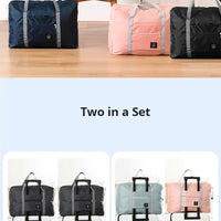 2 Pack Foldable Travel Duffel Bag for Airlines Carry on Bag Weekender Overnight Hospital Tote Bag Gym Duffel Bag Women Men