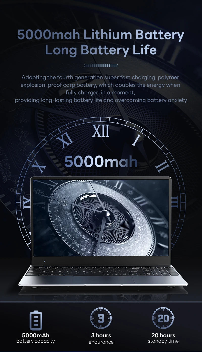 BYONE 15.6 Inch Celeron N5095 Laptop 8GB DDR4 RAM 256GB 512GB SSD Windows 11 IPS Business Ultrathin Portable Notebook Computer