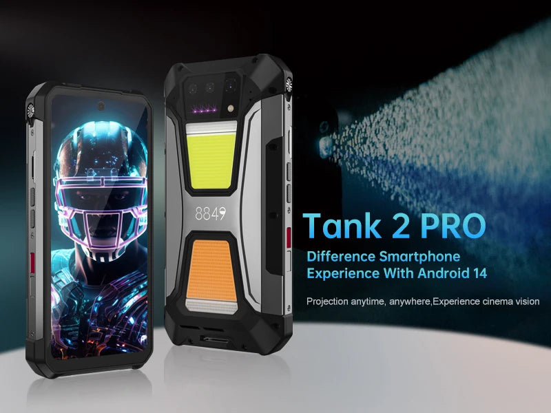 8849 Tank 2 PRO Rugged Smartphone with Projector 16GB 256GB Mobile Phone 23800mAh 120W Android 14 Phone 100MP Cell Phone