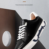 Men Casual Shoes Luxury Brand Leather Flat Shoes Black White Flat Breathable Massage Comfortable Casual Sneakers