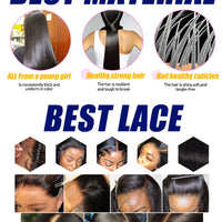 180 Density Straight Glueless Wigs Human Hair Lace Wig 13x4 Lace Front Human Hair Wig 4C Kinky Edges Hairline Wigs For Women