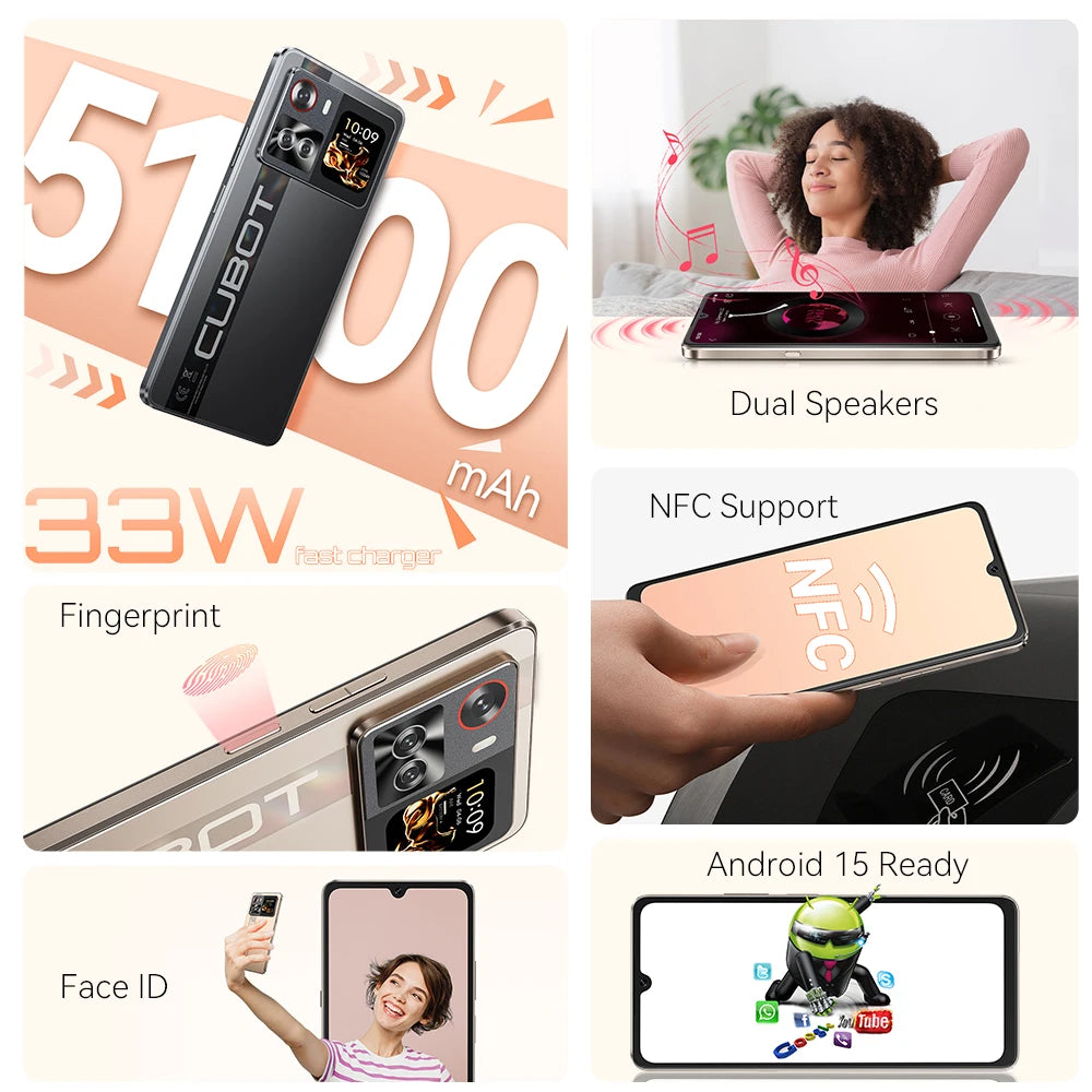 6.88-Inch Android Smartphone 5G Cubot X100, Dimensity 7025, 6nm, 2.5GHz, 16GB(8+8), 256GB, 64MP Camera, 5100mAh Battery, NFC