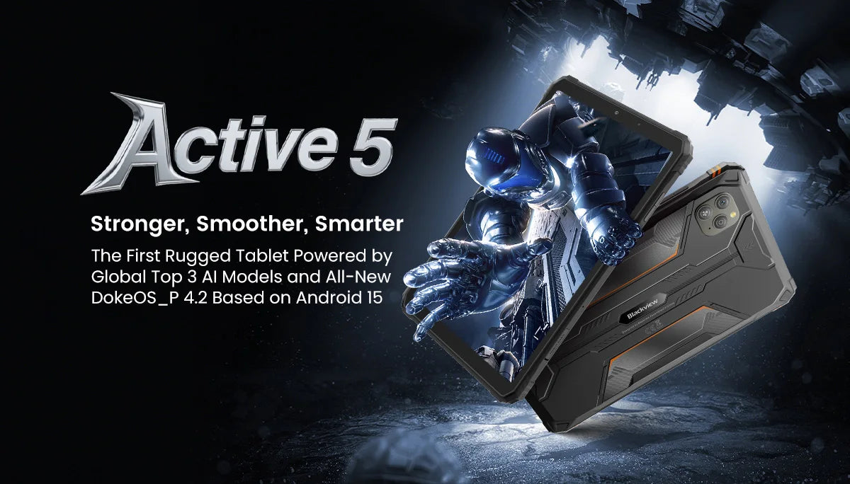 Blackview Active 5 [No EU Charger] 24(8+16)GB+128GB 8.68'' IPS Rugged Tablet 6600mAh Tablet Android 15 90Hz Doke AI 16MP+13MP NFC Fingerprint
