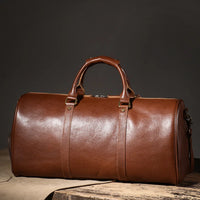 LUOKIR High Quality Men's Travel Bag Genuine Leather Luxury Luggage Bag Women's Weekend Duffle Bag Vintage Business Handbag