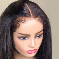 180 Density Straight Glueless Wigs Human Hair Lace Wig 13x4 Lace Front Human Hair Wig 4C Kinky Edges Hairline Wigs For Women