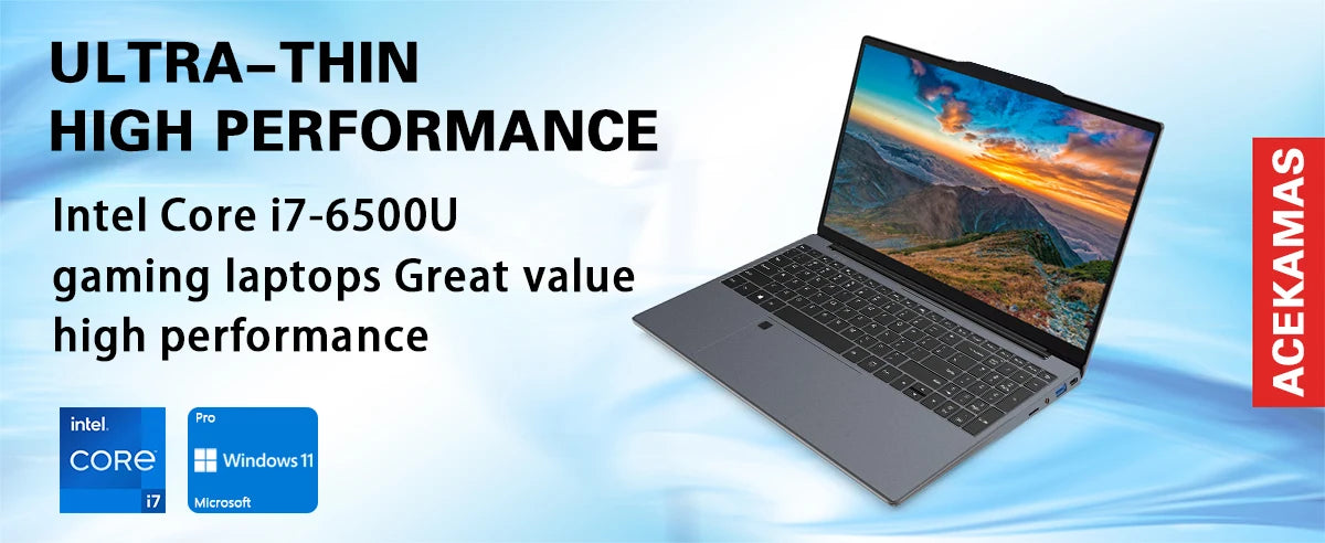 ACEKAMAS 15.6" Portable Laptop Computer Intel Core i7 6500U i3 6100U Windows 11 Pro 16GB DDR4 1TB SSD Notebook PC Gaming Laptops