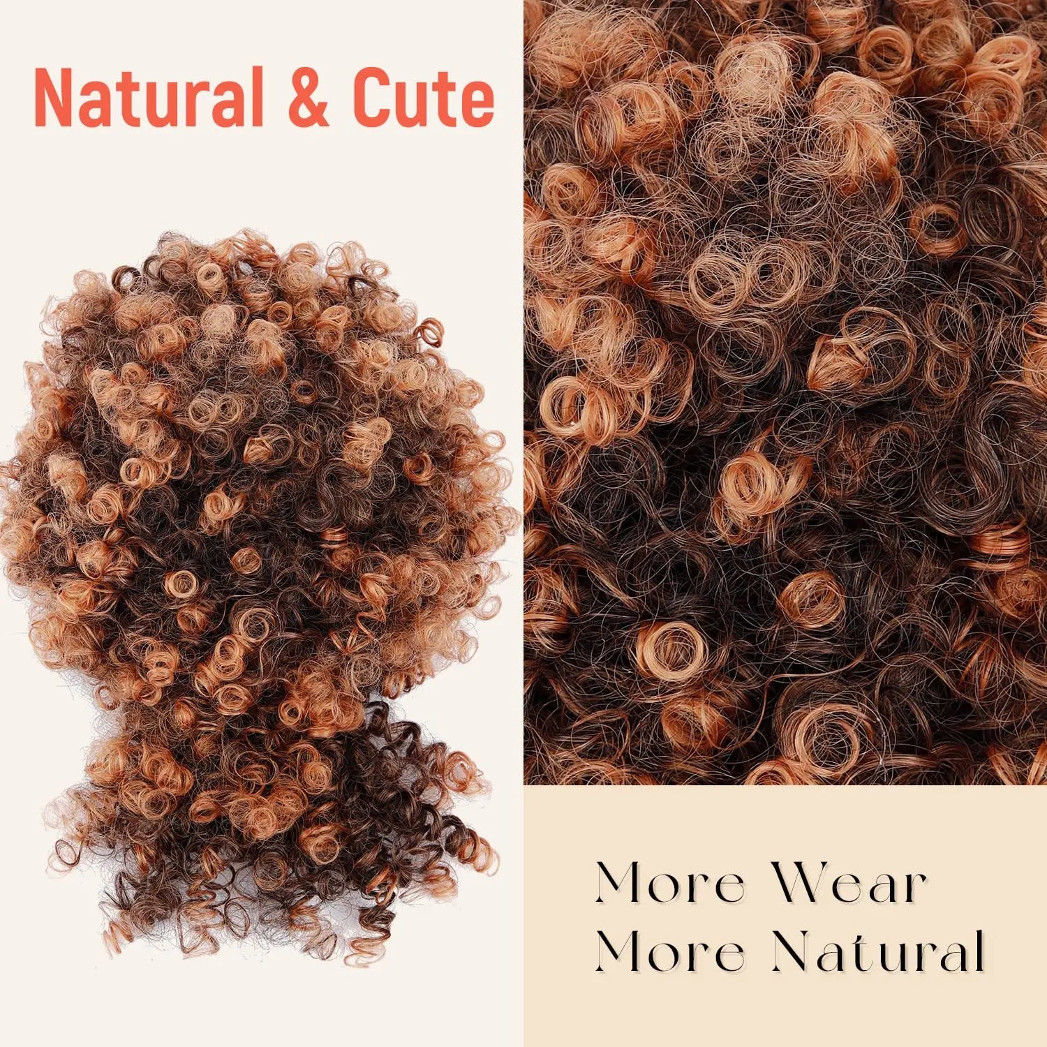 Afro Puff Kinky Curly Hair Updo Ponytail Extension with Bangs Drawstring Ponytail for Women Black, Synthetic Hair Ponytail