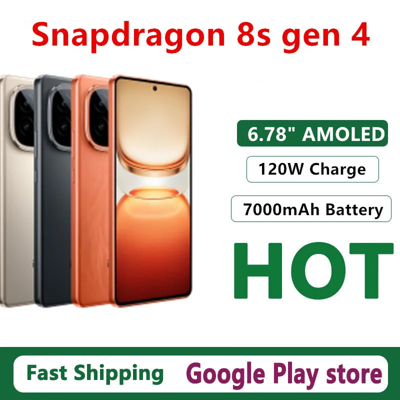 Original Vivo Iqoo Z10 Turbo Pro Mobile Phone 6.78" AMOLED 144HZ 120W Charge 7000mAh Battery 50.0MP Camera Snapdragon 8S Gen 4