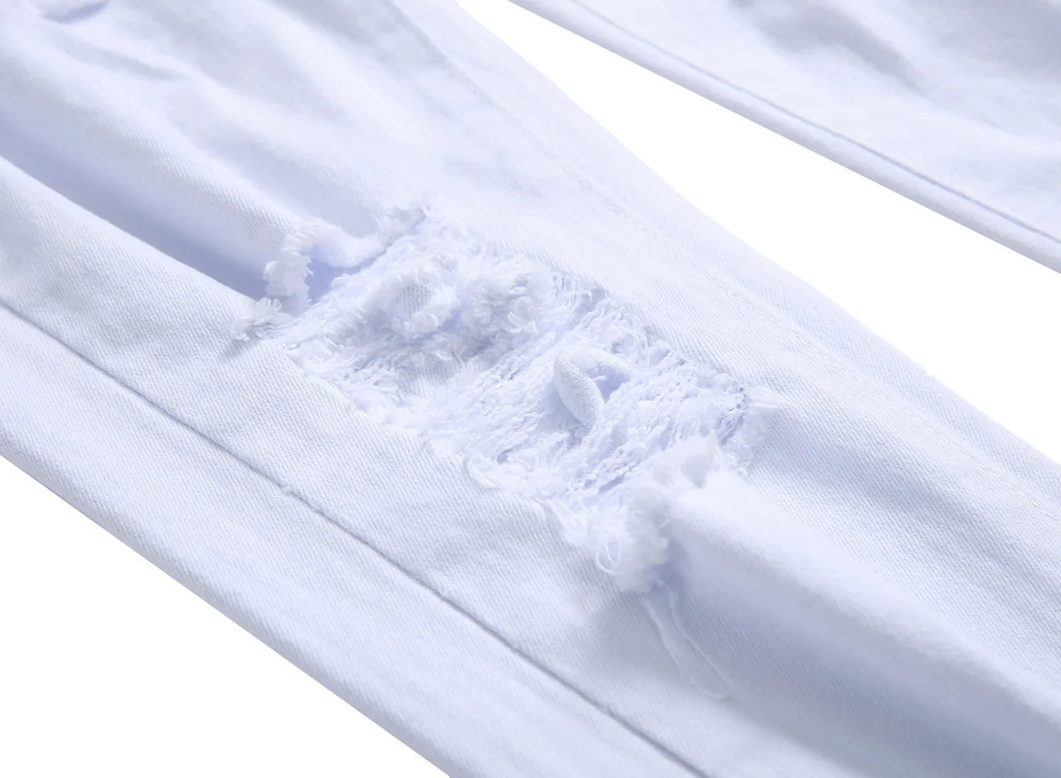 2025 Hole Denim Pants Men's Tide Brand Ruined Hole Jeans Solid Slim All-match High Street Hip Hop Trousers Red White Large Size